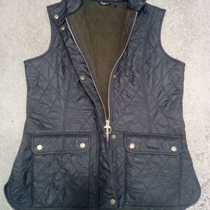 Barbour Quilted Vest in Dark Gray and Olive